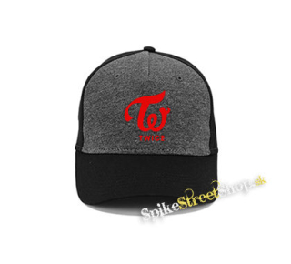TWICE - Red Logo - šedočierna bavlnená šiltovka