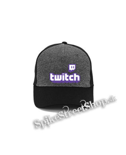 TWITCH - Purple Logo Sign - šedočierna bavlnená šiltovka