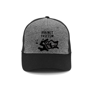 AGAINST FASCISM - Logo Black - šedočierna bavlnená šiltovka