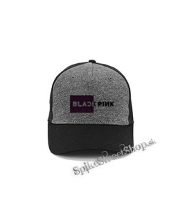 BLACKPINK - Pink Square Crest B&W - šedočierna bavlnená šiltovka