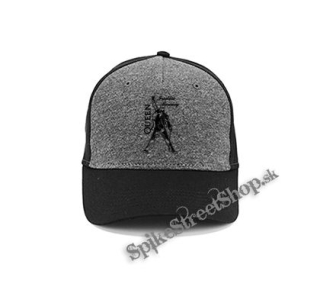 FREDDIE MERCURY - Logo & Portrait na ČIERNE - šedočierna bavlnená šiltovka