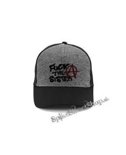 FUCK THE SYSTEM - šedočierna bavlnená šiltovka