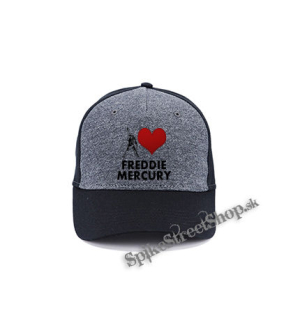 I LOVE FREDDIE MERCURY - šedočierna bavlnená šiltovka