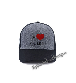I LOVE QUEEN - šedočierna bavlnená šiltovka