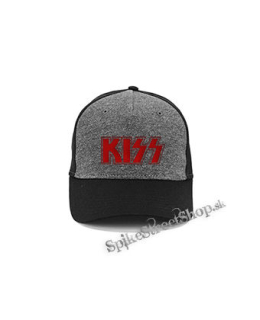KISS - Red Logo - šedočierna bavlnená šiltovka
