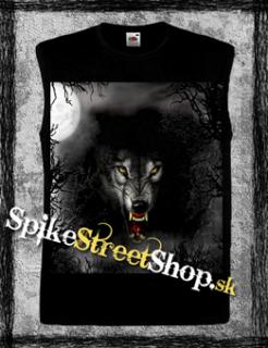 WOLF COLLECTION - Vlk v temnom lese - čierne pánske tričko bez rukávov