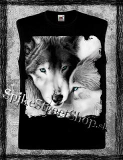 WOLF COLLECTION - Vlčia láska - čierne pánske tričko bez rukávov
