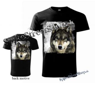 WOLF COLLECTION - Vlk samotár - čierne pánske tričko