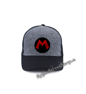 SUPER MARIO - Red Logo Crest - šedočierna bavlnená šiltovka