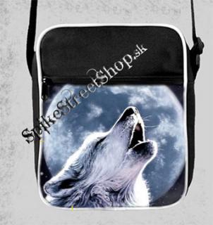 WOLF COLLECTION - Vlk vyjúci na mesiac - retro taška na rameno