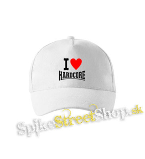 I LOVE HARDCORE na ČIERNE - biela šiltovka