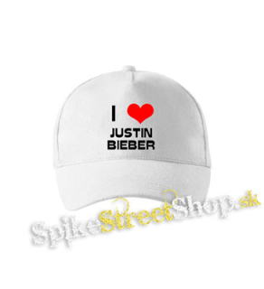 I LOVE JUSTIN BIEBER - biela šiltovka