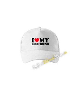 I LOVE MY GIRLFRIEND - biela šiltovka