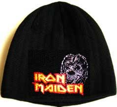 IRON MAIDEN - čierna - žltočervené logo + EDDIE - zimná čiapka 