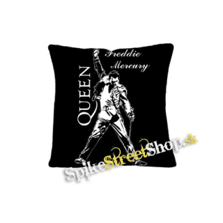 FREDDIE MERCURY - Logo & Portrait na ČIERNE - vankúš