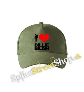 I LOVE BILLIE EILISH - olivová šiltovka army classic