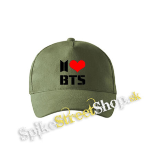 I LOVE BTS - olivová šiltovka army classic