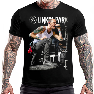 LINKIN PARK - Chester Bennington - Leader Colour Poster - čierne pánske tričko