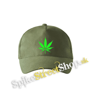 MARIHUANA - Green Leaf - olivová šiltovka army classic