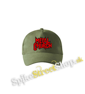 METAL CHURCH - Logo Red White - olivová šiltovka army classic