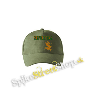 SEPULTURA - Brasil Flag Logo - olivová šiltovka army classic