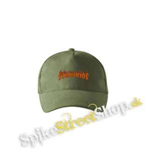 STRAY KIDS - Thrasher Logo Flame - olivová šiltovka army classic