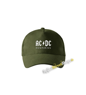 ACDC - Back In Black - zelená šiltovka vo farbe "military green"