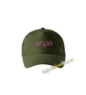 AESPA - Logo Pink - zelená šiltovka vo farbe "military green"