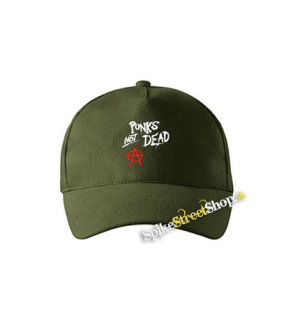 ANARCHY - Punks Not Dead - zelená šiltovka vo farbe "military green"