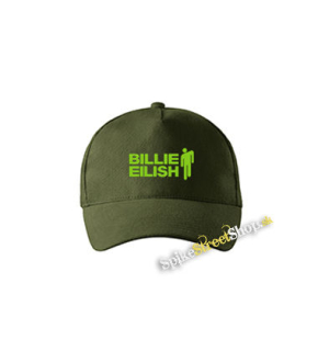 BILLIE EILISH - Logo And Stickman - zelená šiltovka vo farbe "military green"