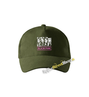 BLACKPINK - Logo & Band - zelená šiltovka vo farbe "military green"