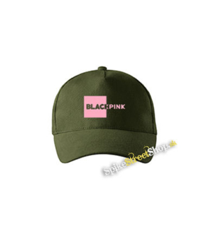 BLACKPINK - Pink Square Crest - zelená šiltovka vo farbe "military green"