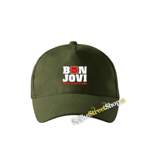BON JOVI - Have A Nice Day - zelená šiltovka vo farbe "military green"