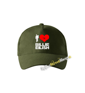 I LOVE BILLIE EILISH - zelená šiltovka vo farbe "military green"