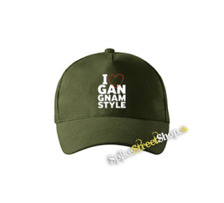 I LOVE GANGNAM STYLE - zelená šiltovka vo farbe "military green"