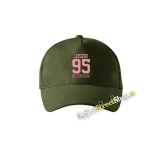 JISOO 95 - BLACKPINK - Pink Number Years - zelená šiltovka vo farbe "military green"