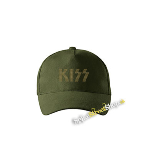 KISS - Gold Logo - zelená šiltovka vo farbe "military green"