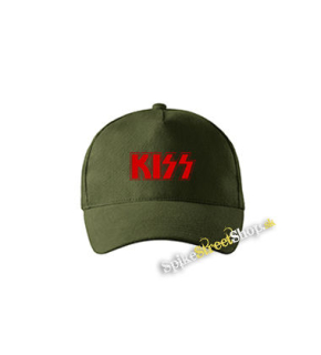 KISS - Red Logo - zelená šiltovka vo farbe "military green"