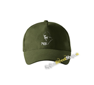 NAS - Logo & Portrait - zelená šiltovka vo farbe "military green"