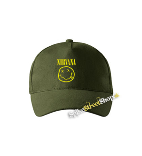 NIRVANA - Big Smile - zelená šiltovka vo farbe "military green"