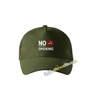 NO SMOKING - Slogan - zelená šiltovka vo farbe "military green"