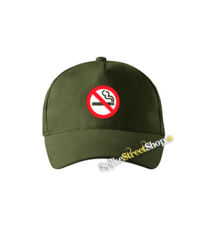 NO SMOKING - zelená šiltovka vo farbe "military green"