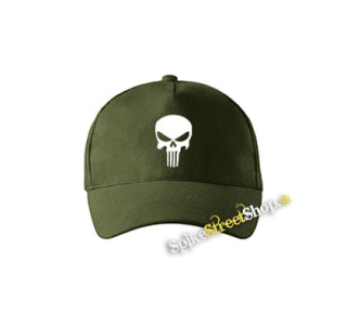 PUNISHER - Skull - zelená šiltovka vo farbe "military green"
