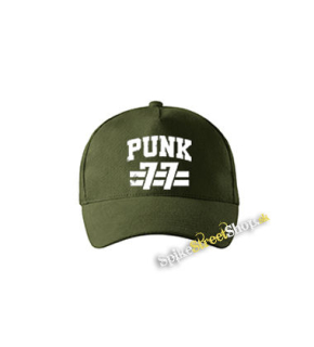 PUNK 77 - Slogan motív 2 - zelená šiltovka vo farbe "military green"