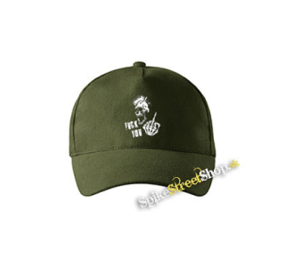 PUNK SKULL - Fuck You - zelená šiltovka vo farbe "military green"