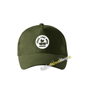 WOODSTOCK - Peace Love Music - zelená šiltovka vo farbe "military green"