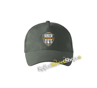 BIKER FOR LIFE - Skull Logo Crest - šiltovka vo farbe "tmavá bridlica"
