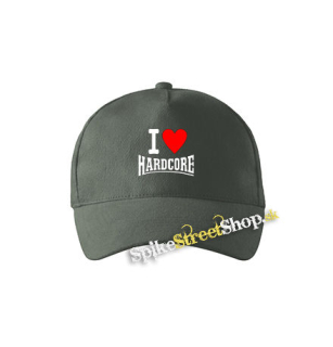 I LOVE HARDCORE na ČIERNE - šiltovka vo farbe "tmavá bridlica"
