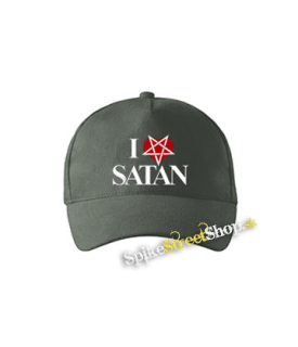 I LOVE SATAN - Pentagram Heart - šiltovka vo farbe "tmavá bridlica"