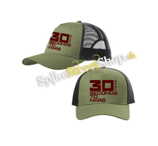 30 SECONDS TO MARS - Red Logo - olivovočierna sieťkovaná šiltovka model "Trucker Cap"